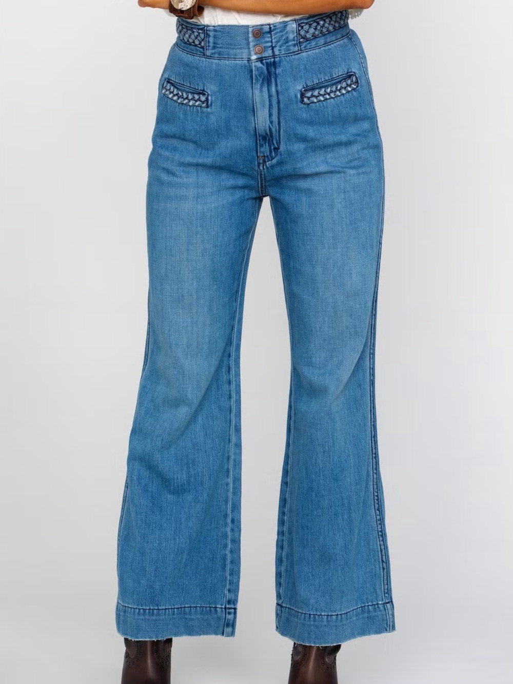 Free People Seasons in The Sun High Rise Jeans Blue